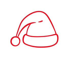 Vector Santa Claus Red Hat outline icon sketch 