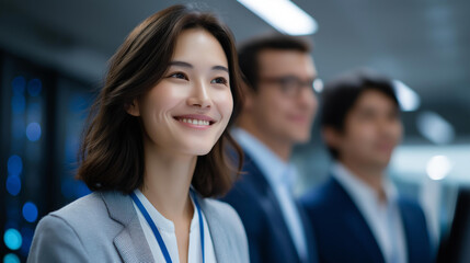 Professionals from different nationalities working together in a data center using Chinese IT hardware and software emphasizing teamwork technology adoption and international