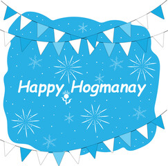 Illustrated Happy Hogmanay Greeting with Bunting