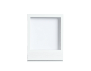 A blank, white, square frame reminiscent of instant photography, isolated on black