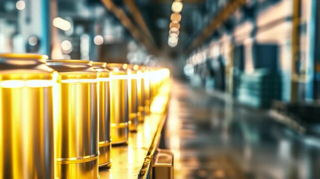 A row of metal trash cans lined up side by side