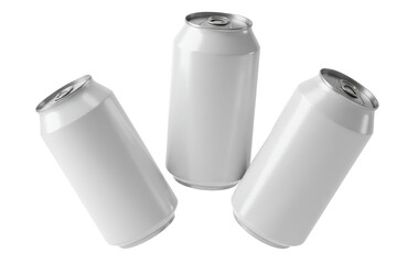 Levitating white beverage can mockup, realistic 3D aluminum design for soda, beer, or energy drink branding