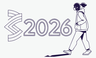 Fototapeta premium Happy New Year 2026: Step into a Bold Future with Style | 2026 New Year Celebration Trends