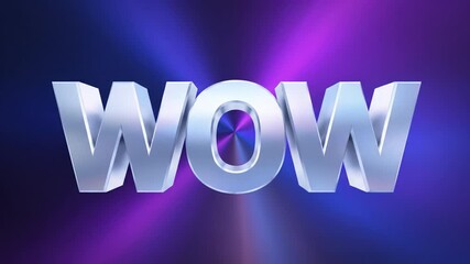 Bold 3D WOW Text on Vibrant Gradient Background of Purple and Blue, Creating Eye Catching Visual Effect with Energetic Atmosphere and Dynamic Appeal for All Audiences - Powered by Adobe