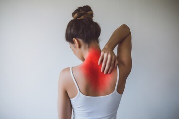 Woman Experiences Severe Neck and Shoulder Pain, Indicating Muscle Strain or Tension