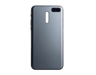 Rear view of a smartphone with a dual-lens camera and a unique central design