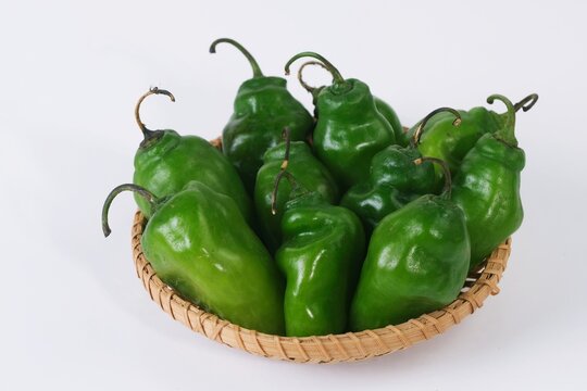 Green cabe gendot chili or Green Habanero Chili Peppers  isolated on white background. 