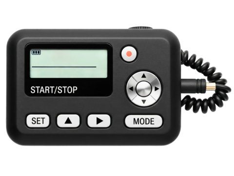 Digital camera remote control with an LCD screen and timer on a transparent background