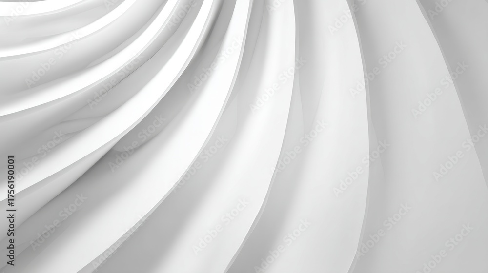 Wall mural abstract white curves and waves in a smooth flowing pattern, creating a modern and minimalist aesthe