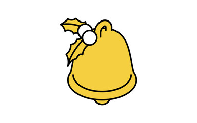 クリスマスベルの線画アイコンのアイソメトリックイラスト