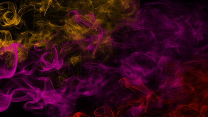 Colorful smoke background with a pink, yellow, and red swirling patterns