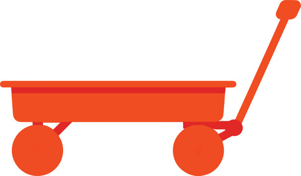 Red wagon vector illustration simple flat design isolated on white background