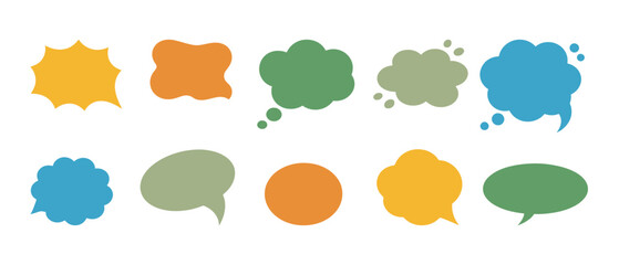 Collection of colorful speech bubbles for communication and user interface designs, vector illustration