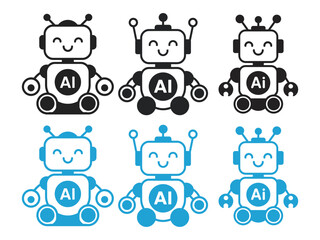 Cute AI Robots Graphic Design Illustration for Technology and Innovation, vector illustration