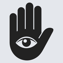 Mystical Hand with an Eye Spiritual Guidance and Protection Symbol, vector illustration