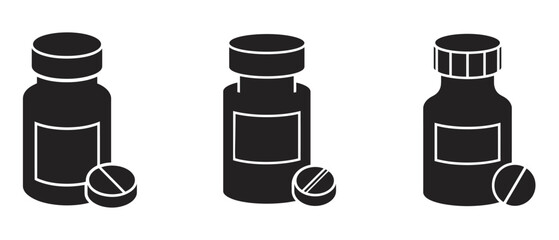 Medical Pills in Bottles vector illustration for healthcare or pharmaceutical industry, vector illustration
