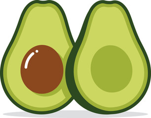 Fresh ripe avocado halves with smooth texture and healthy green color for food lovers isolated on transparent background