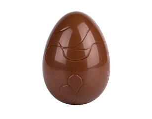 Single dark chocolate egg isolated on a white background.
