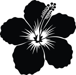 Elegant black hibiscus flower silhouette simple tropical floral design for decorative use isolated on transparent background