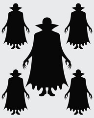 Mysterious vampire silhouettes collection vector graphic scalable illustration eps format for design projects vector illustration white background