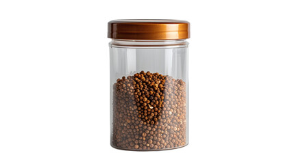 Coriander seeds in glass jar