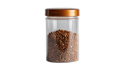 Coriander seeds in glass jar