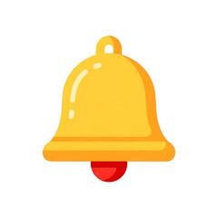 Bright yellow cartoon bell with a red clapper isolated on a  representing notifications or alerts | 3D  for