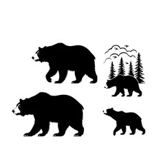 set of bears silhouettes