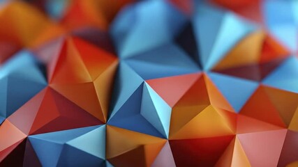 Abstract geometric pattern with triangular polygonal forms in blue orange and red colors - Powered by Adobe