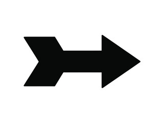 Bold black silhouette arrow icon vector graphic for directional navigation and symbolism vector illustration white background