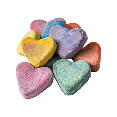 Obraz premium Colorful Heart-Shaped Chalks For Creative Art And Play. Vibrant Tools For Children'S Drawing Activities. Isolated On Transparent Background