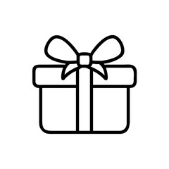 A simple line drawing of a gift box