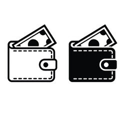 Scalable vector illustration of wallet with money for eps download icon graphics vector illustration white background