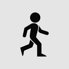 Minimalist black silhouette illustration of a walking person running icon vector graphic eps scalable vector illustration white background