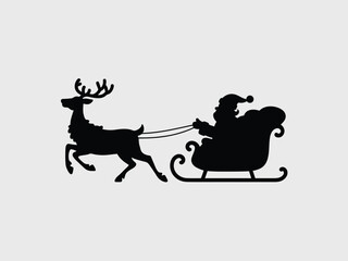 Scalable vector illustration of santa claus and reindeer sleigh icon for festive holiday design projects vector illustration white background