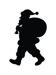 Silhouette vector illustration of santa claus carrying a gift bag festive christmas character icon scalable eps vector illustration white background