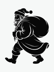 Silhouette vector illustration of santa claus carrying a gift bag festive graphic design scalable eps icon vector illustration white background