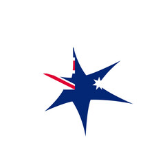 Australia Flag Splash Star In Icon