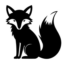 black silhouette of a fox