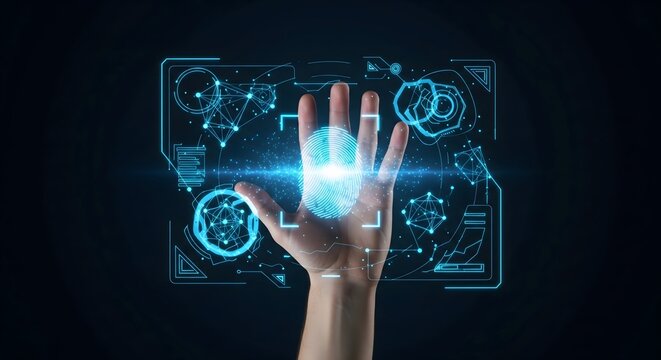 Advanced cyber security system using palm and fingerprint scanning technology for user identification and data protection