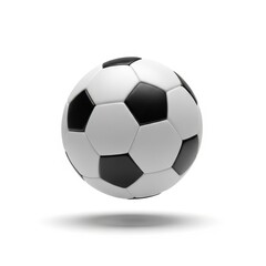 Naklejka premium Classic black and white soccer ball floating isolated on a white studio background