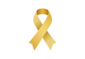 Lazo amarillo en fondo blanco contra el cáncer infantil