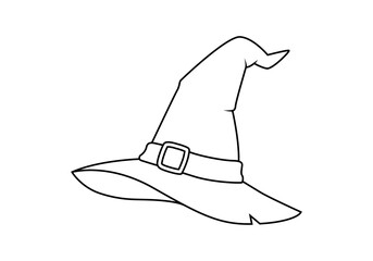 Icono negro de sombrero de bruja en fondo blanco © Gabrieuskal