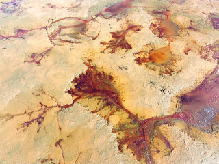 Emission of pollution by sewage from the city fall into the lake,Water pollution, environmental problems.