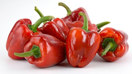 Red Bell Peppers Fresh Vibrant Organic Vegetables White Background