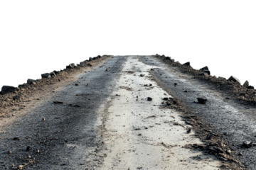 Rugged Dirt Road With Rocks And Debris. Symbol Of Adventure And Off-Road Exploration Isolated On Transparent Background