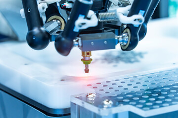 robotic pneumatic piston sucker unit on industrial machine,automation compressed air factory...