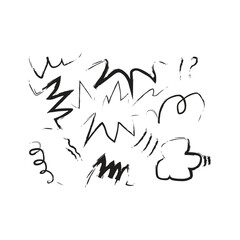 Black Comic Motion Strokes on White Background Vector Design.