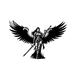 angel warrior with wings vector