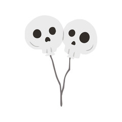 Two Spooky Skull Balloons on Strings for Halloween Party Decor